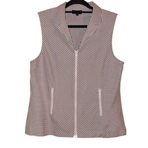 J'envie Gray and White Stripped Zip-up Tennis/Golf‎ Top Size 12 Athletisure